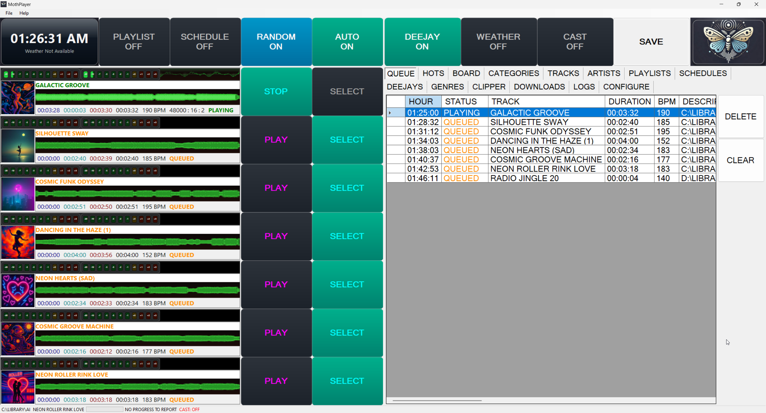 MothPlayer Interface Screenshot